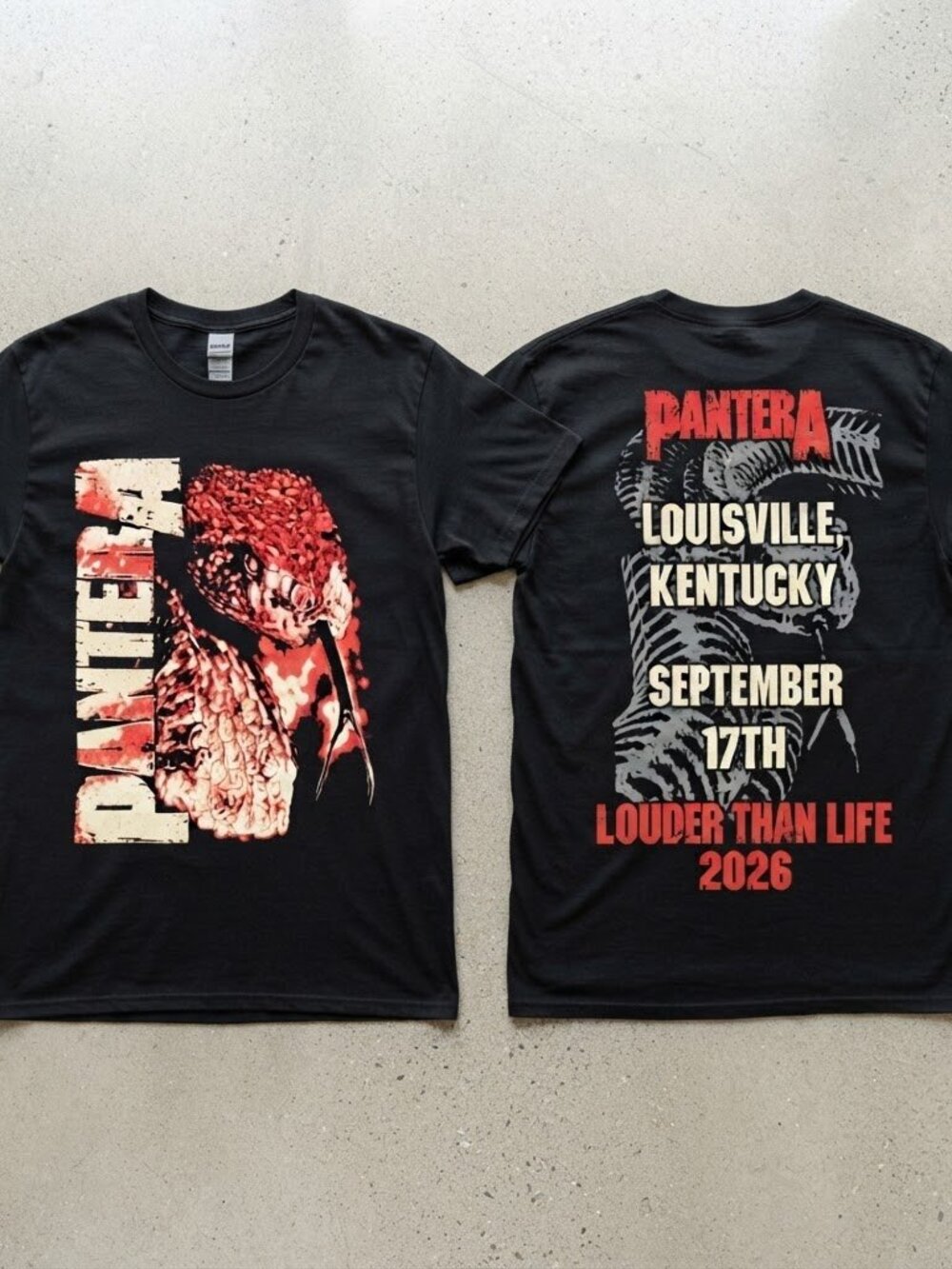 Pantera Louder Than Life 2026 Snake Graphic Black T-Shirt S-4XL